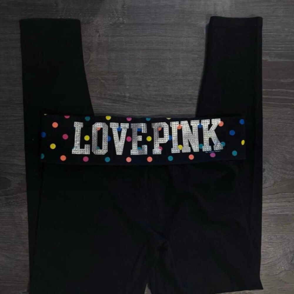 y2k Victoria’s Secret PINK Rhinestone Color Polka Dots Foldover leggings - Large